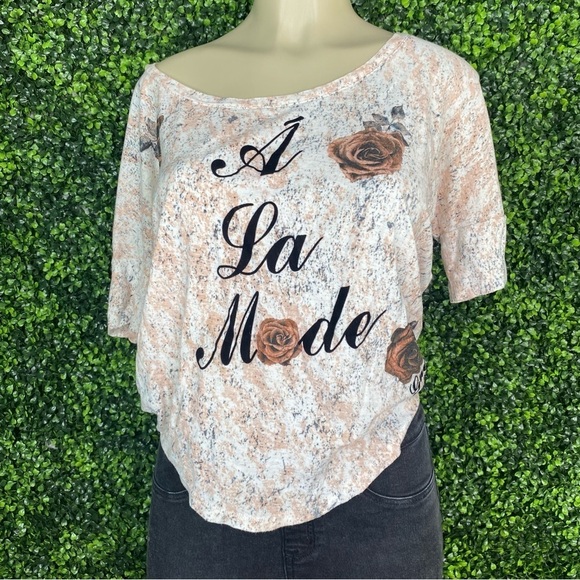 Guess floral off shoulder bat wing top - Picture 2 of 8